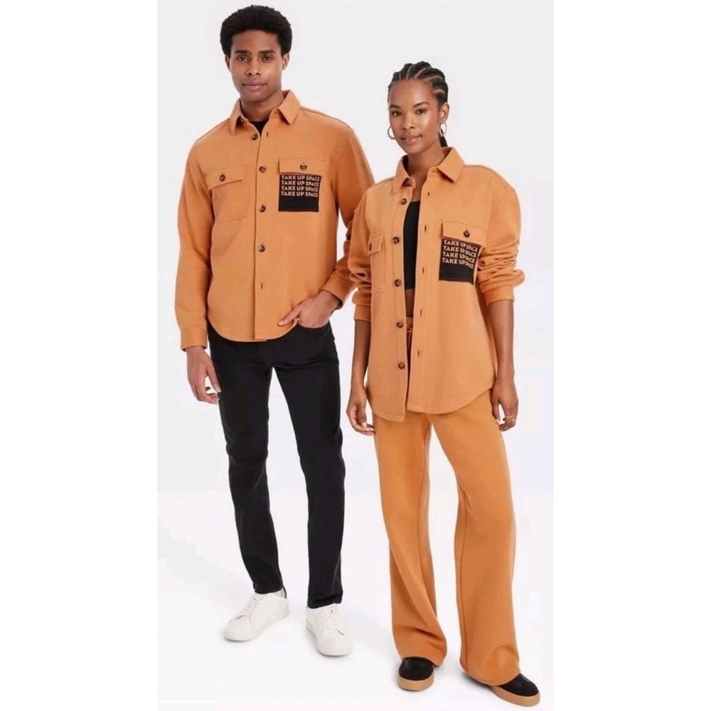 Target Black History Month Take Up Space Knit Shirt Jacket Rust Orange Small NWT
